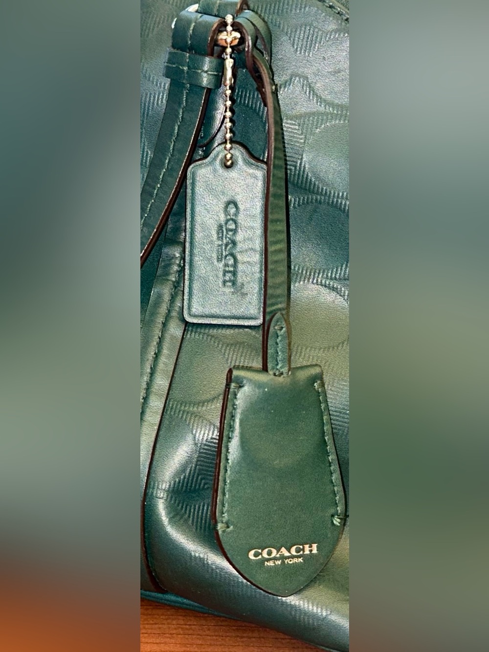 Coach Dark Green Leather Embossed Leather Dome Satchel Bag F31407 - Picture 11 of 13